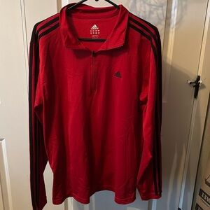 Adidas red quarter zip long sleeve pullover